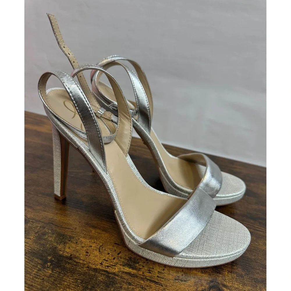 Sam Edelman Leather Jade Silver Metallic Platform Stiletto Pumps Size 11 M Heels - Picture 16 of 16